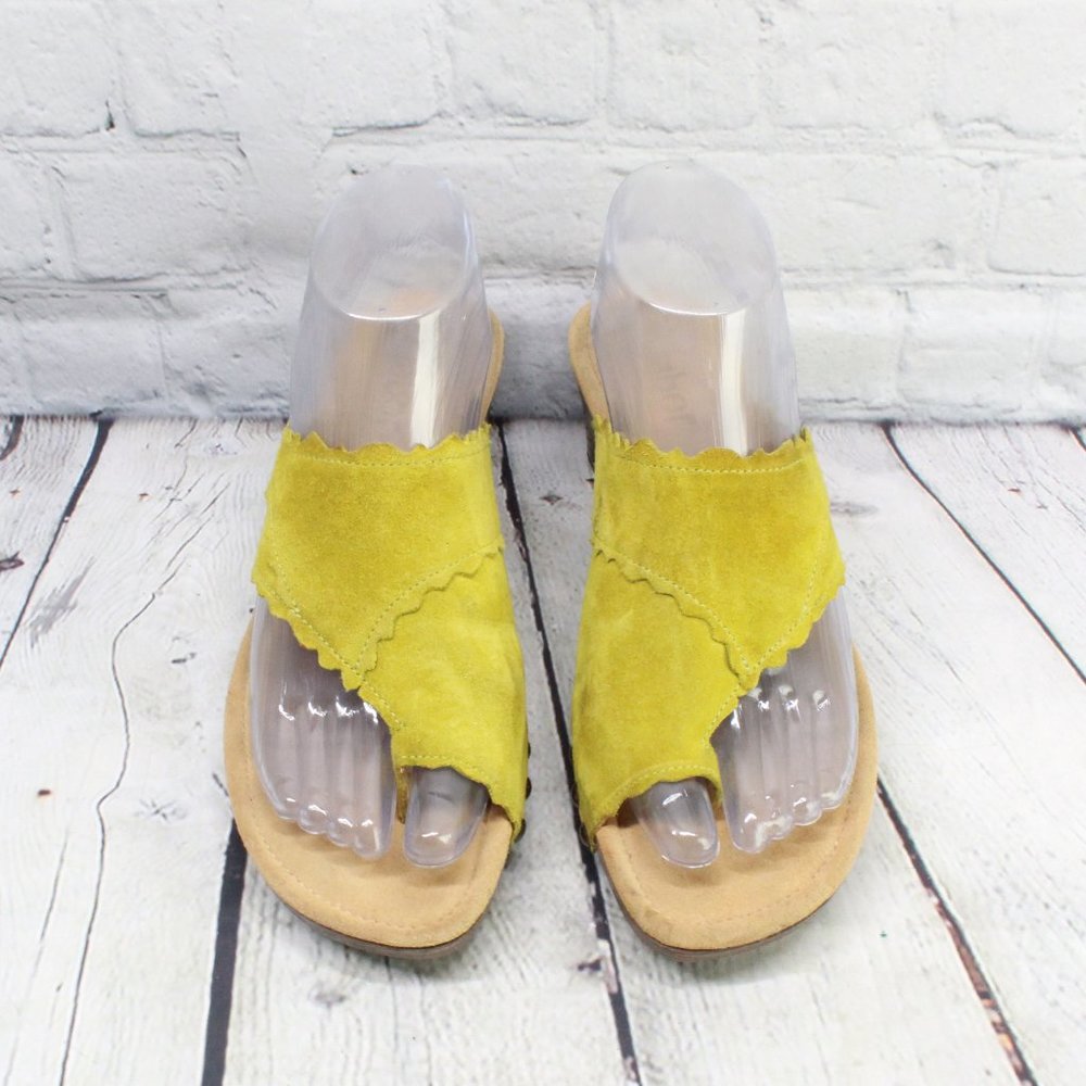 Gabor Green Suede Toe Post Block Heeled Slip on Sandals Size US 6 - Picture 5 of 9